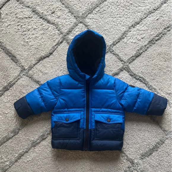 Michael Kors Color block Blue puffer coat winter Jacket size 12 months - Picture 1 of 6